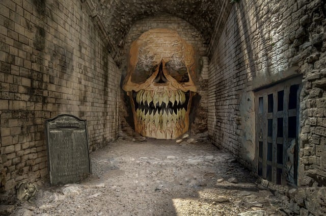 Free dungeon skull castle illustration