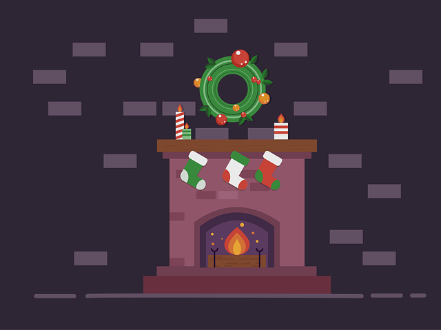 Free christmas fireplace stocking vector