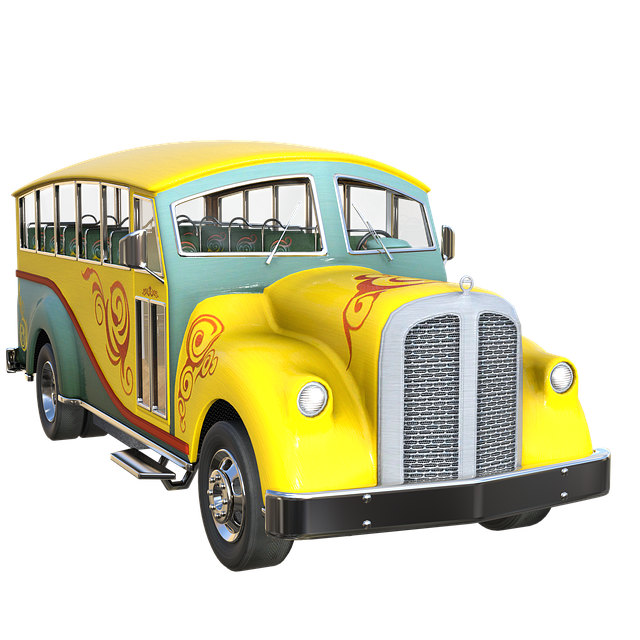 Free yellow bus fantasy 3d illustration