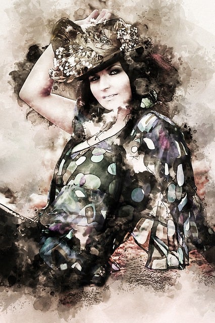 Free beauty woman flowered hat illustration