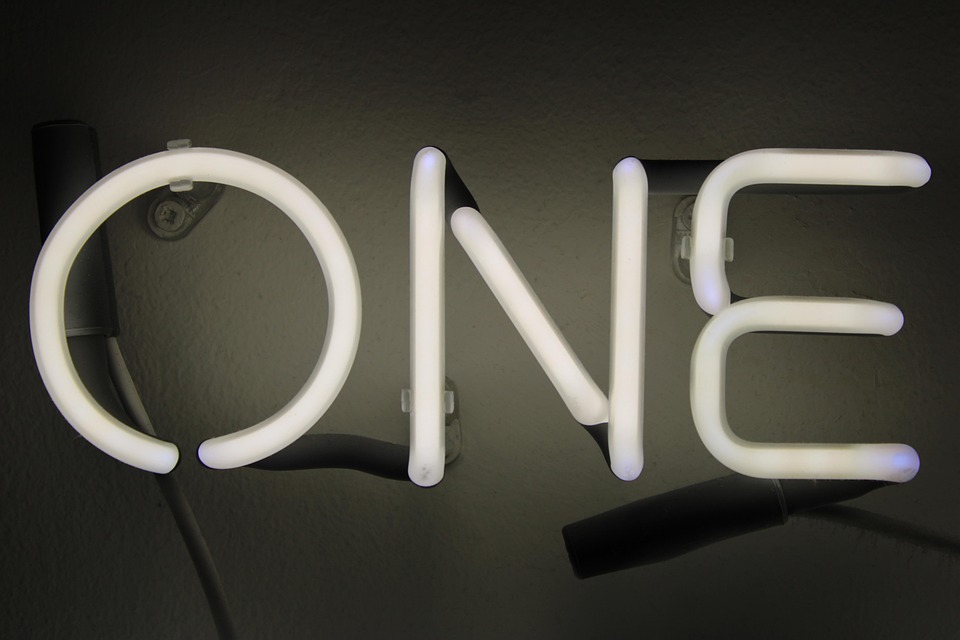Neon, Jeden, Numer, Liczby, Biały, Cyfrowy