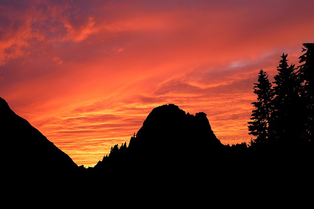 Free sunset mountain nature illustration