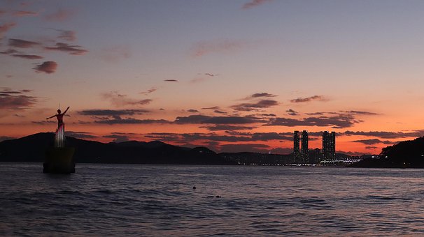 Solnedgang, Hav, Ocean, Vand, Strand