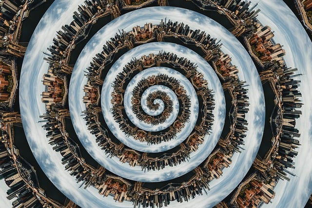 Free spiral city urbanization illustration