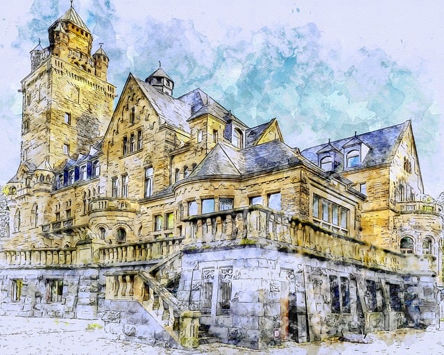 Free castle budenheim waldthausen illustration
