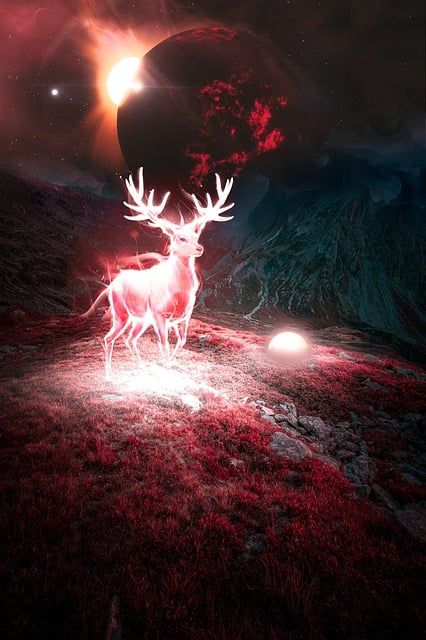 Free deer animal moon illustration