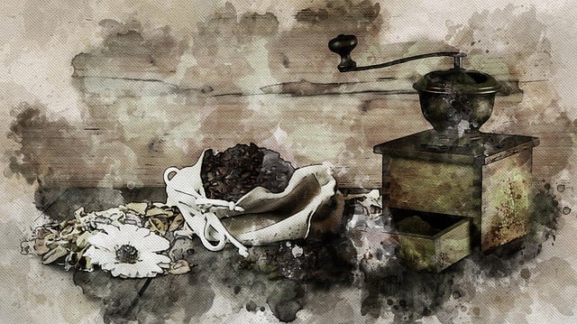 Free coffee grinder grain coffee illustration