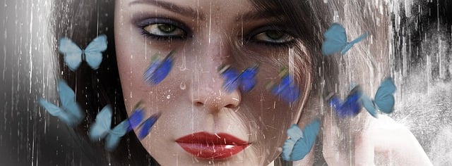 Free woman butterflies cry illustration