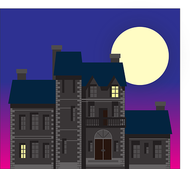 Manor, Schloss, Dunkel, Mondlicht, Mond