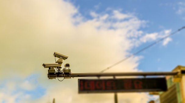 Cctv, Kamera, Solnedgang, Gade, Natur