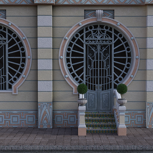 Free entrance doorway window illustration