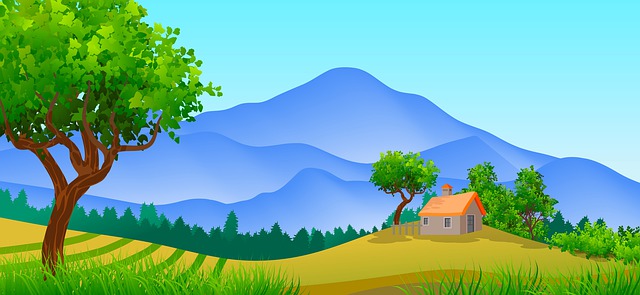 Illustratie, Landschap, Natuur, Bergen