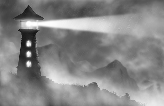 Leuchtturm, Nebel, Atmosphärisch