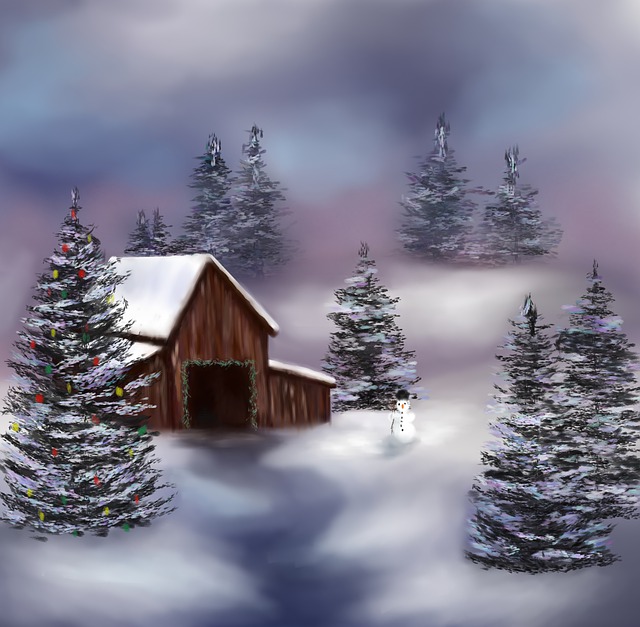 Jul, Lade, Landskab, Sne, Vinter, Ferie