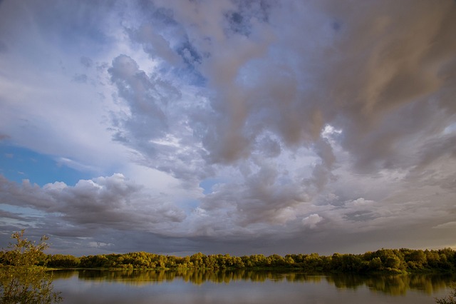Otoño, Paisaje, Atardecer, Playa, Río