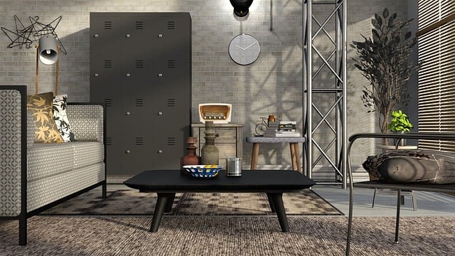 Free living room grey cabinet illustration