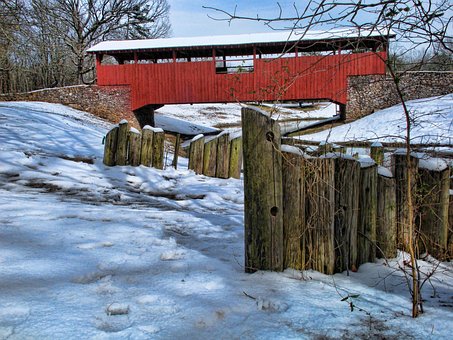 Free Covered Bridge Snow photo and picture