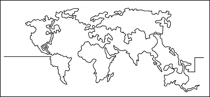 Free Wold Map Single Line photo and picture