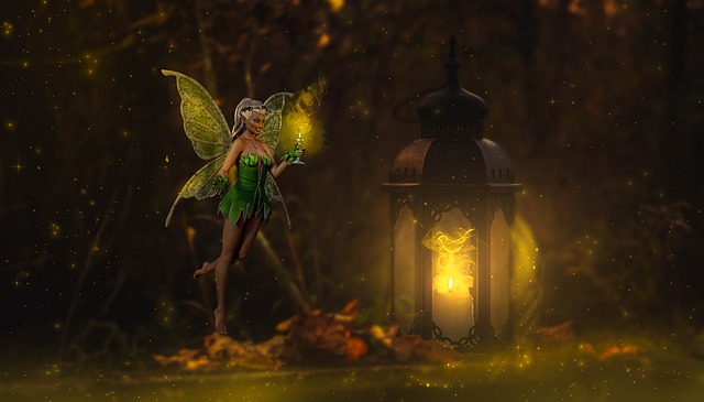 Download free HD stock image of Fantasy Elf Free fantasy elf lantern illustration
