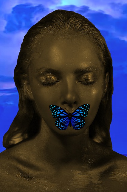 Free art woman butterfly illustration