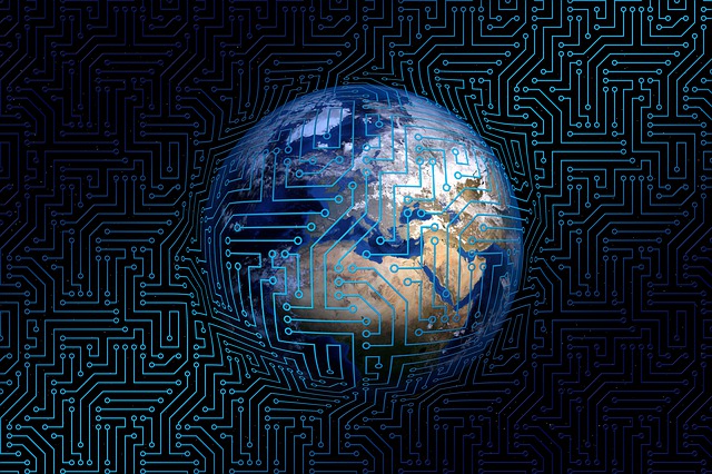 Free circuit board globe earth illustration