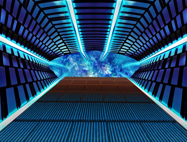 Free spaceship corridor landing pad illustration