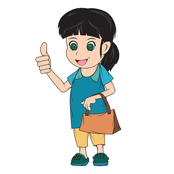 Mulher, Desenho Animado, Shopping, Chibi