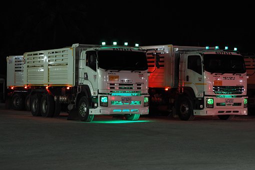 Lkw, Nacht, Lastwagen, Dunkel, Transport