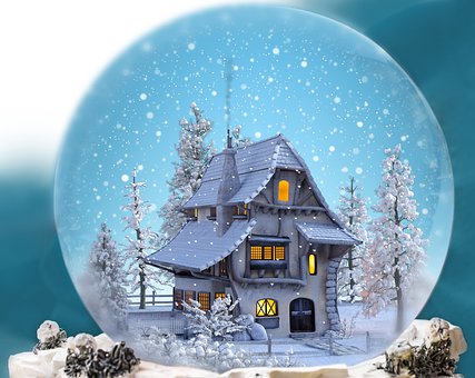 Natal, Casa, Bola De Neve, Árvore