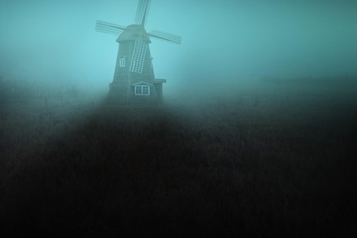 Windmolen, Nacht, Gruwelijk, Landschap