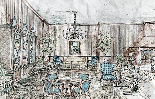 Free clubhouse trophy room interior classic illustration