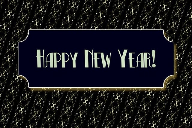 Free happy new year banner black illustration