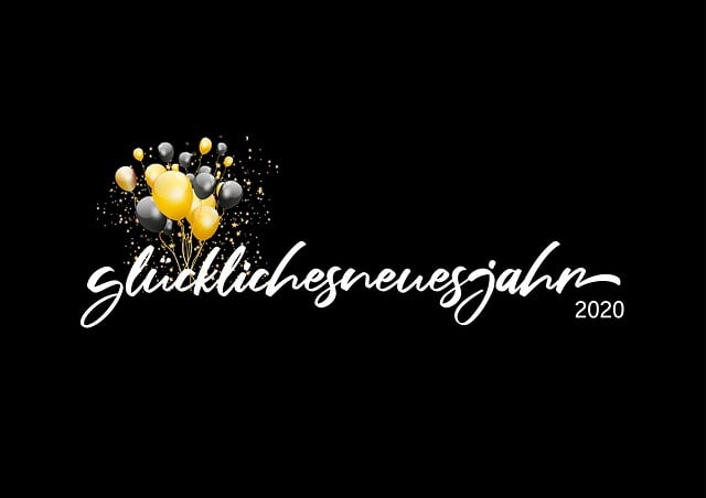 Free happy new year lettering black illustration