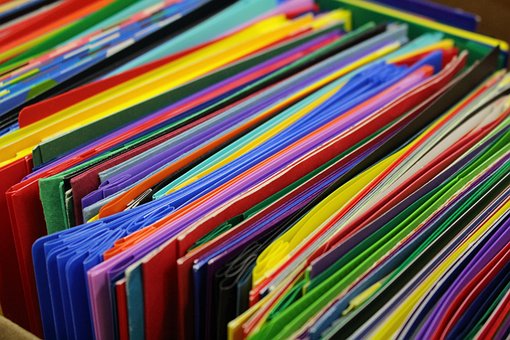 Schulmaterial, Bunt, Ordner, Schule