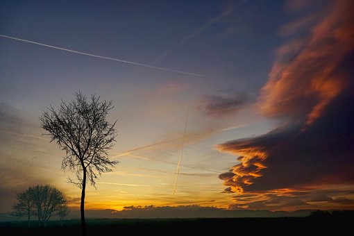 Invierno, Naturaleza, Atardecer, Nubes