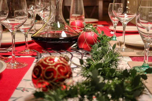Bord, Vin, Vinglas, Fest, Christmas Ball