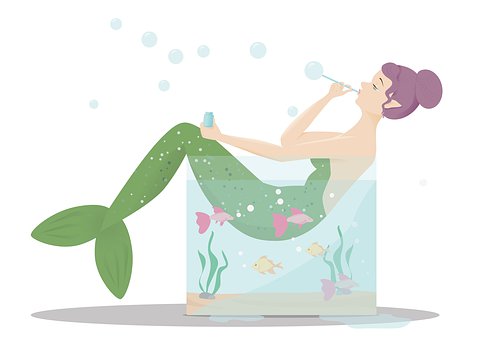 Free Mermaid Bubbles illustration and picture