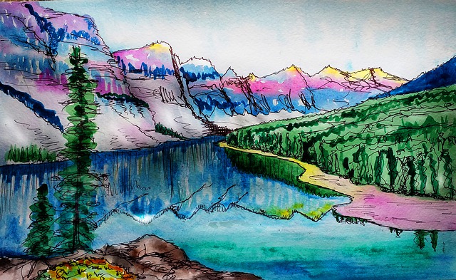 Free mountains lake canada illustration