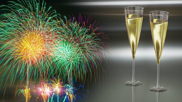 Ano Novo, Fogos De Artifício, Champanhe