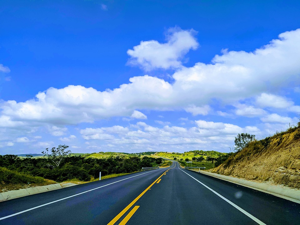 Road, Travel, Sky, Blue, Clouds