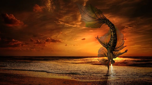 Free sunrise beach yoga illustration