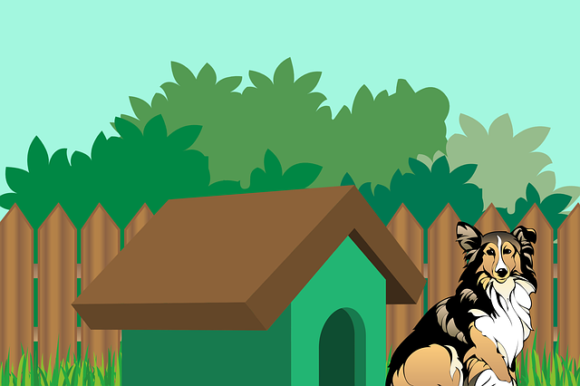 Free dog dog house garden illustration