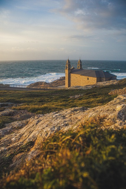 saint jaque de compostela, sea, church, side, compostela, santorini, nature, travel