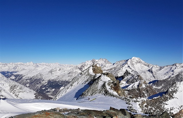 Berge, Gleitschirmfliegen, Schnee
