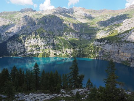 厄希宁湖, 湖, 自然, 瑞士, 高山湖泊, 山, 景观