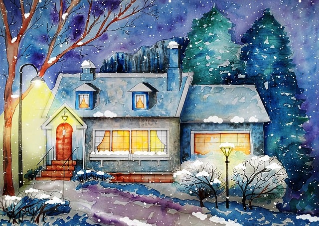 Free cottage house landscape illustration