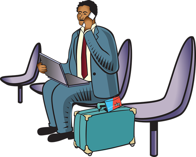Free business traveler airport vector