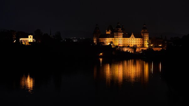 Aschaffenburg, Zámok, Noc, Nemecko