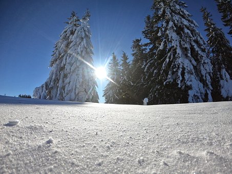 Sne, Sol, Vinter, Snelandskab, Himmel