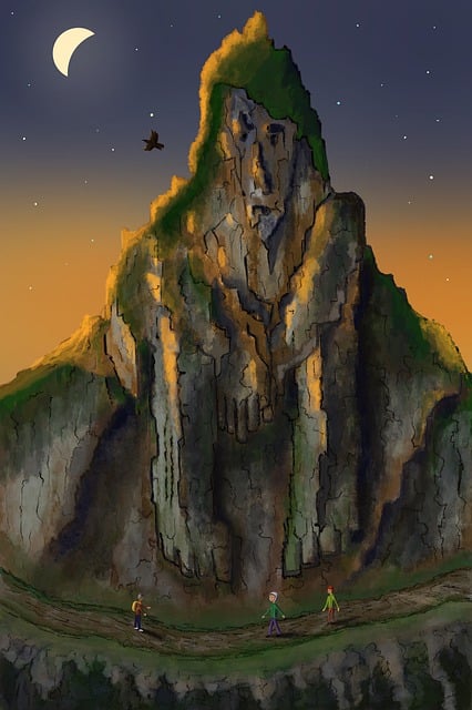 Free ancient creature mountain illustration